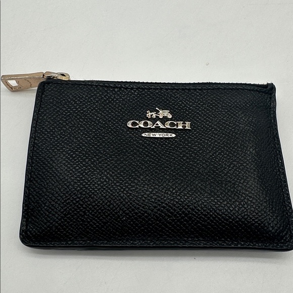 Coach Handbags - Coach Mini Skinny Cross Grain Leather ID Case Zip Top Closure Attached Key Ring